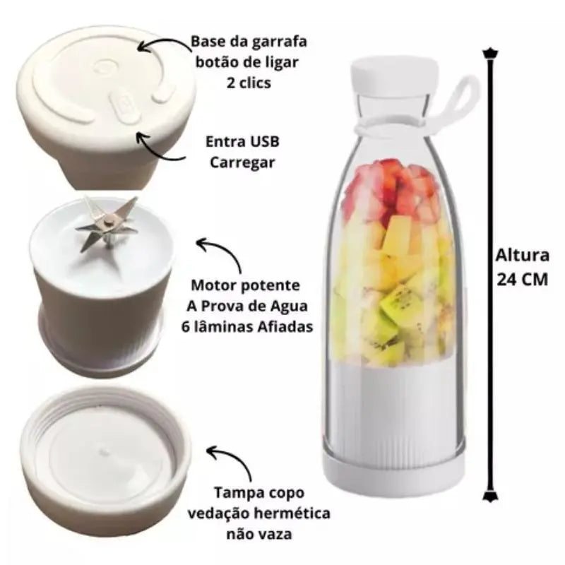 Mini Liquidificador Garrafa Portátil Elétrico Recarregável USB - Fresh Juice®