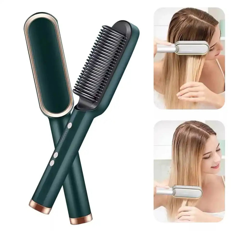 Escova Alisadora 5 em 1 - Alisa, Seca, Hidrata, Modela e Anti-frizz - Bivolt